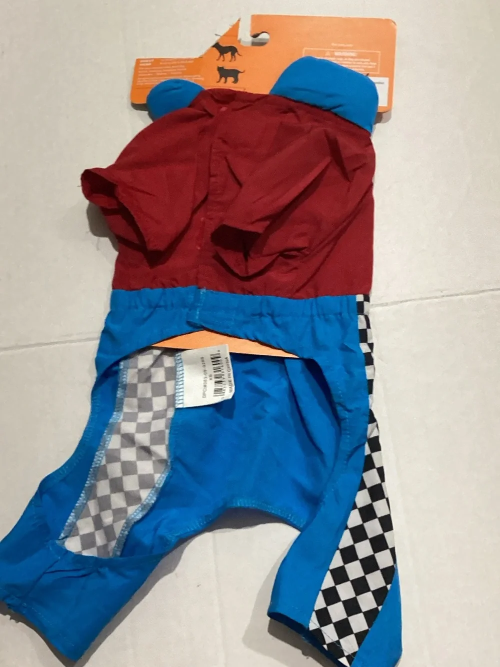 Racing Champ Dog Jumpsuit in Red and Blue